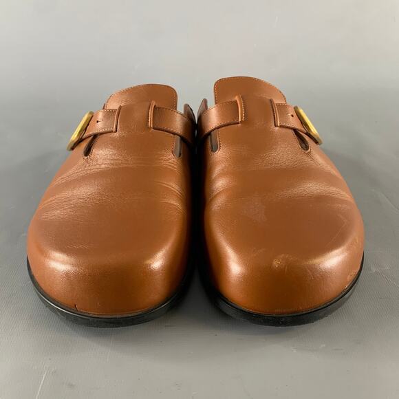 VALENTINO GARAVANI Size 9 Brown Solid Leather Slip On Sandals main image 8